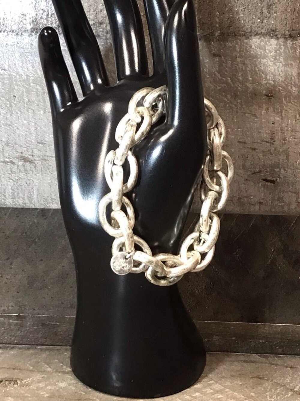 Plunder Madi Jeanne Chunky Silver Link Bracelet Stretch New With Box and Bag